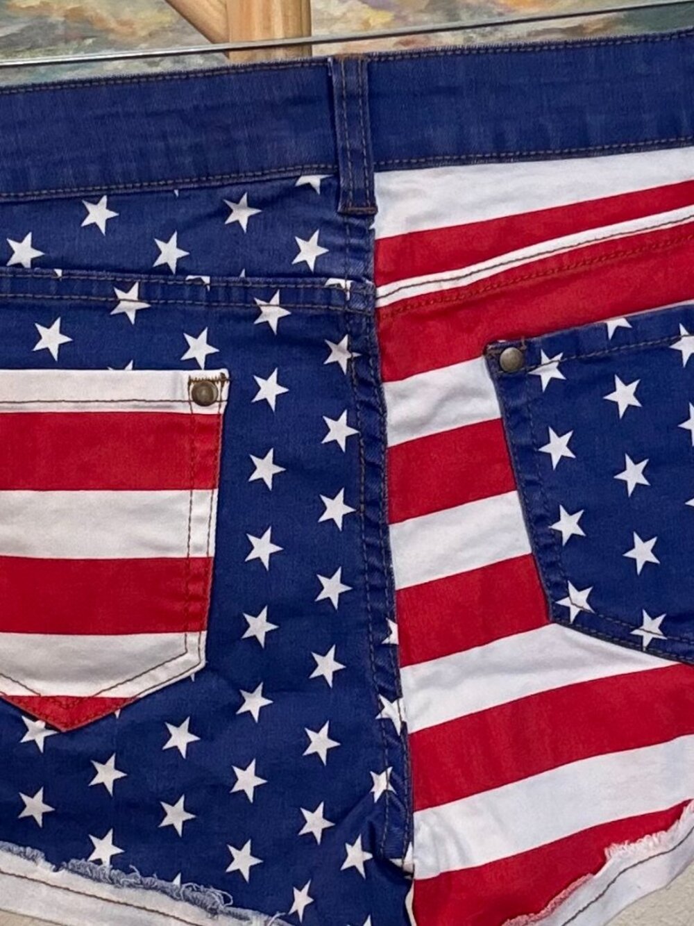 NWT Tipsy Elves American Flag Liberty Jean Shorts Stars & Stripes XL